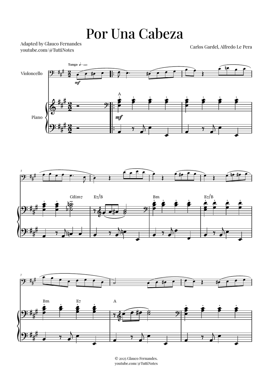 Por Una Cabeza | Timeless Tango Masterpiece Piano scores gallery preview page 1