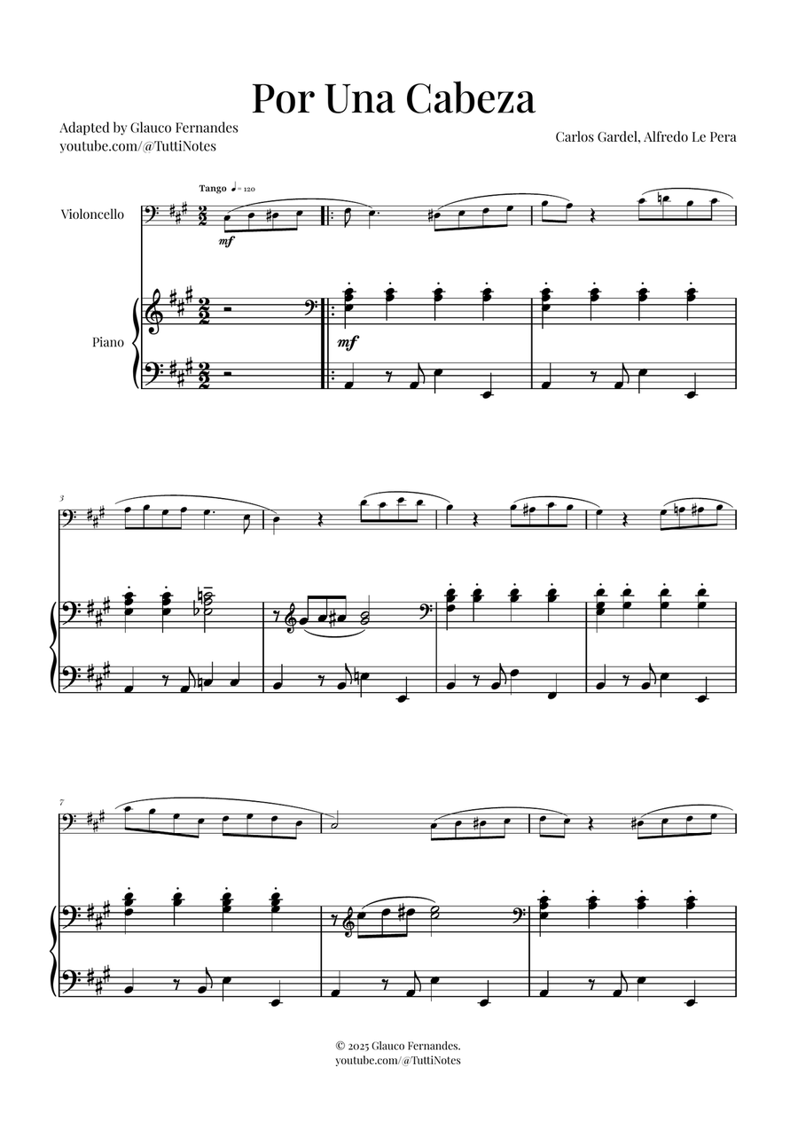 Por Una Cabeza | Timeless Tango Masterpiece Piano scores gallery preview page 1