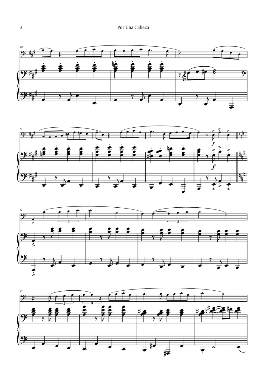 Por Una Cabeza | Timeless Tango Masterpiece Double Bass scores gallery preview page 2