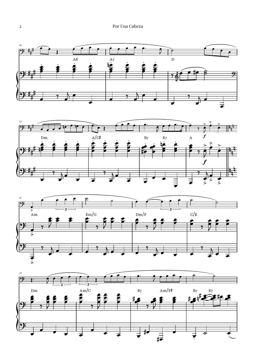 Por Una Cabeza | Timeless Tango Masterpiece Double Bass scores gallery preview page 2