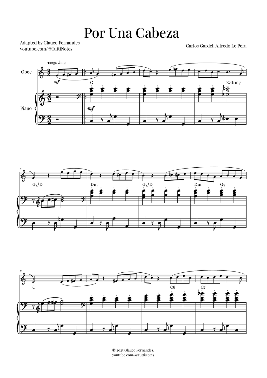 Por Una Cabeza | Timeless Tango Masterpiece Piano scores gallery preview page 1