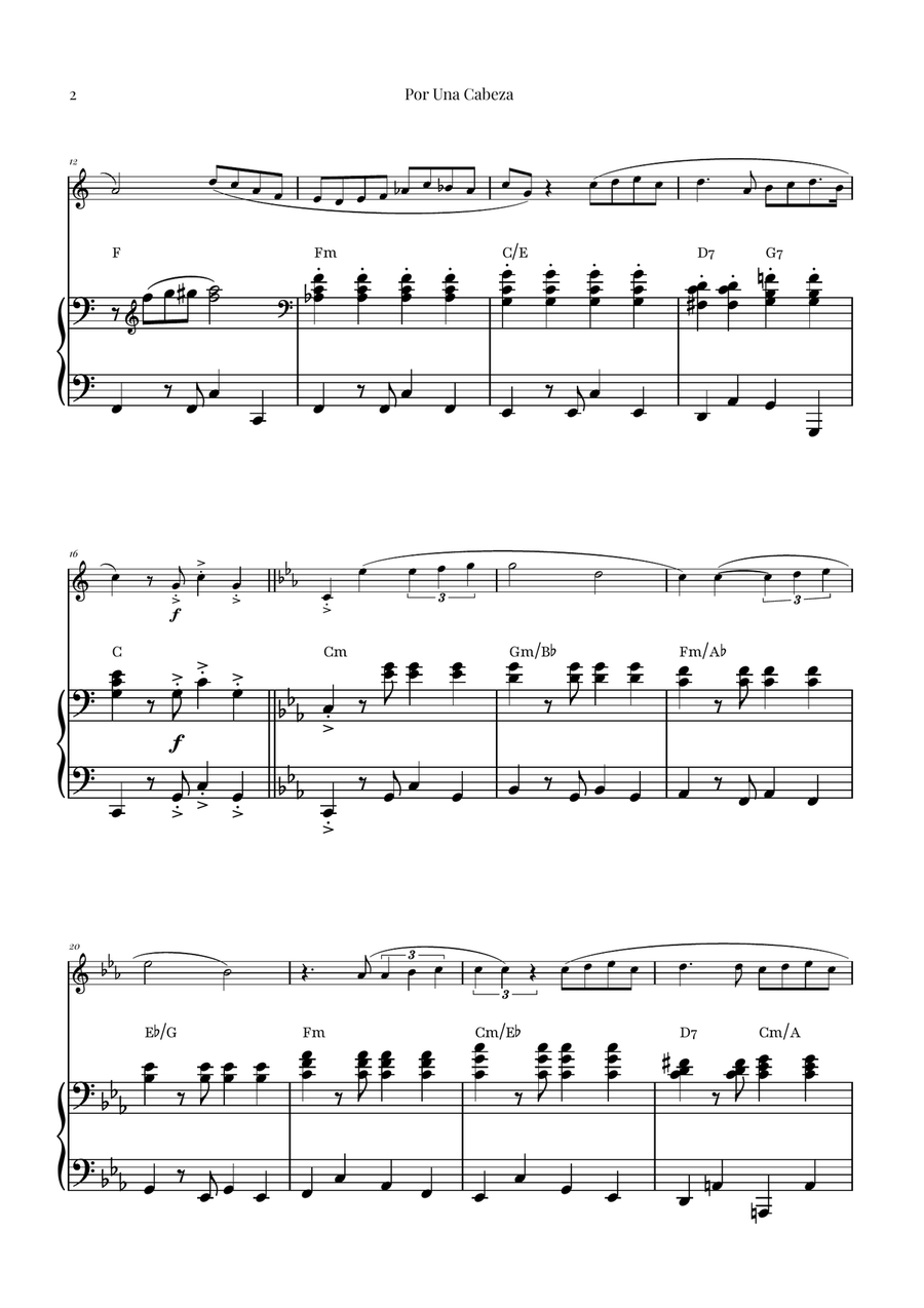 Por Una Cabeza | Timeless Tango Masterpiece Piano scores gallery preview page 2