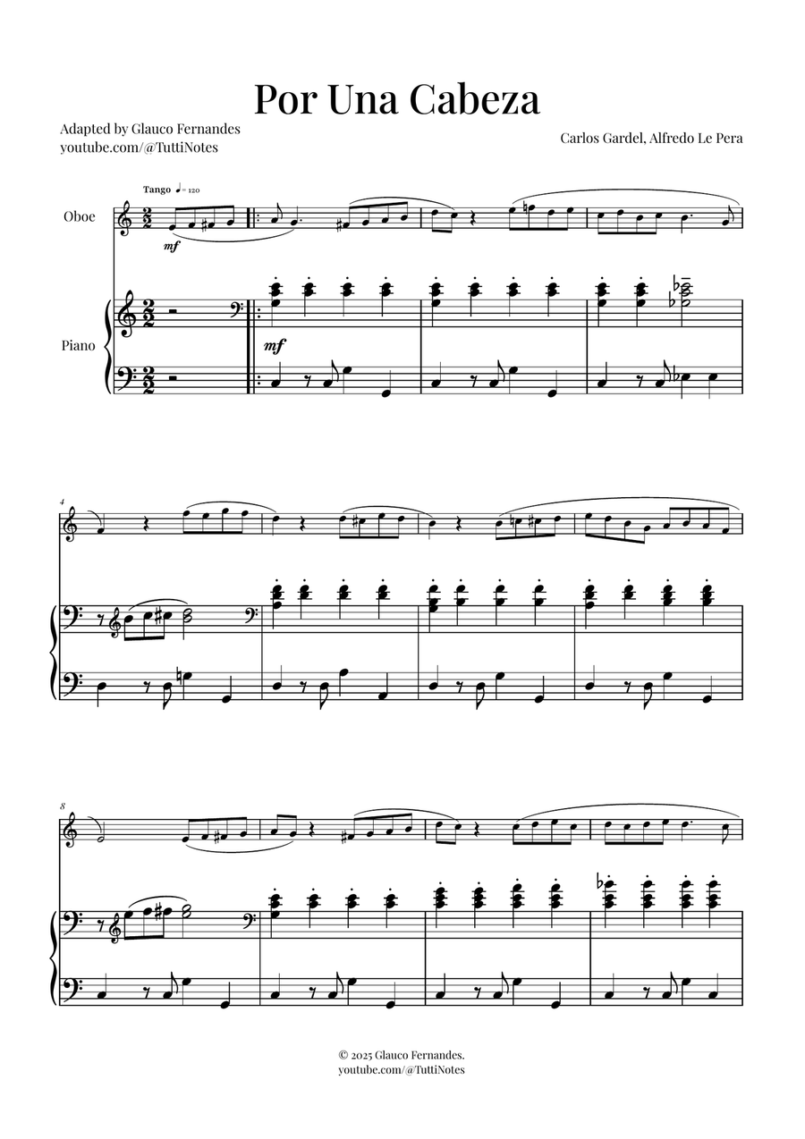 Por Una Cabeza | Timeless Tango Masterpiece Piano scores gallery preview page 1