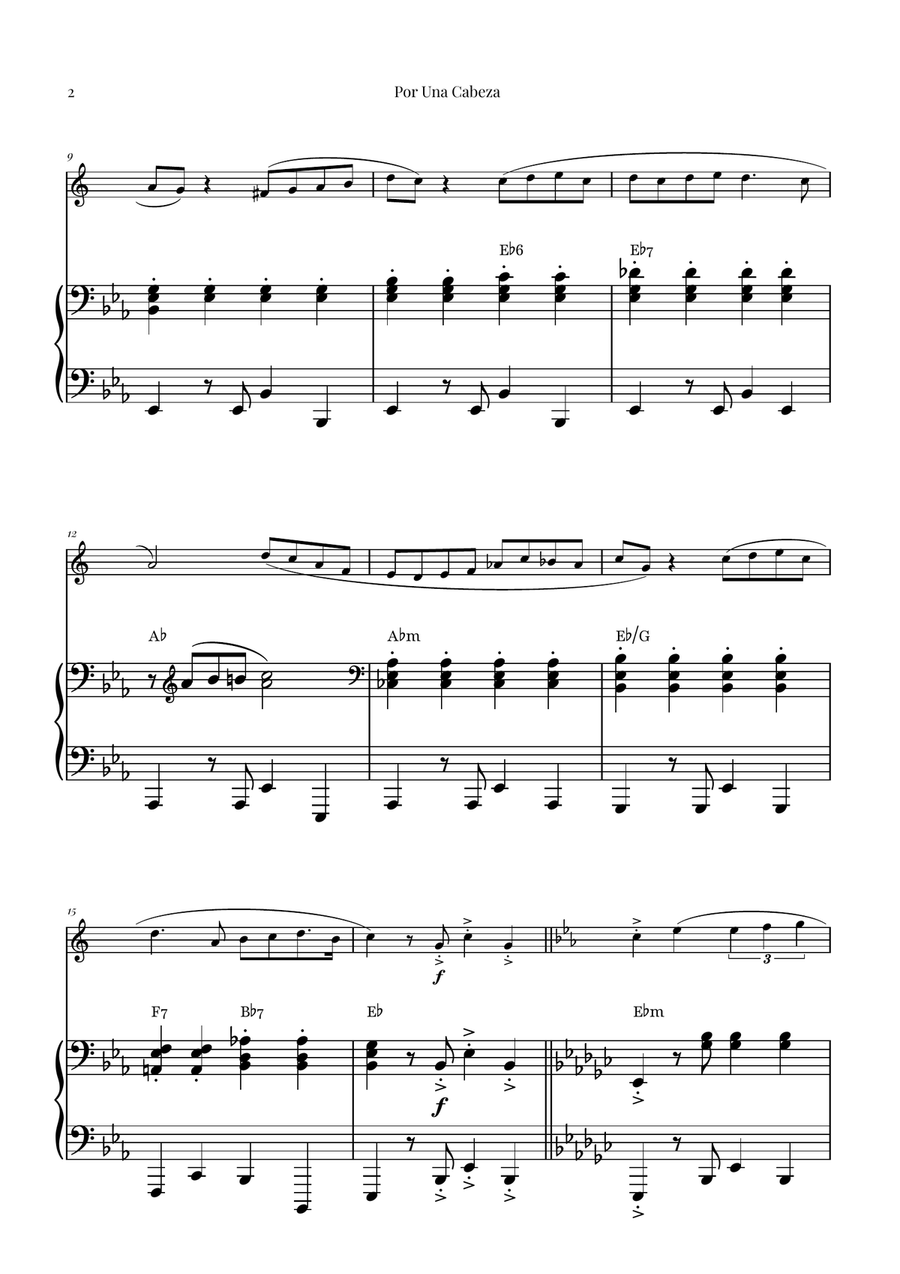 Por Una Cabeza | Timeless Tango Masterpiece Alto Saxophone scores gallery preview page 2