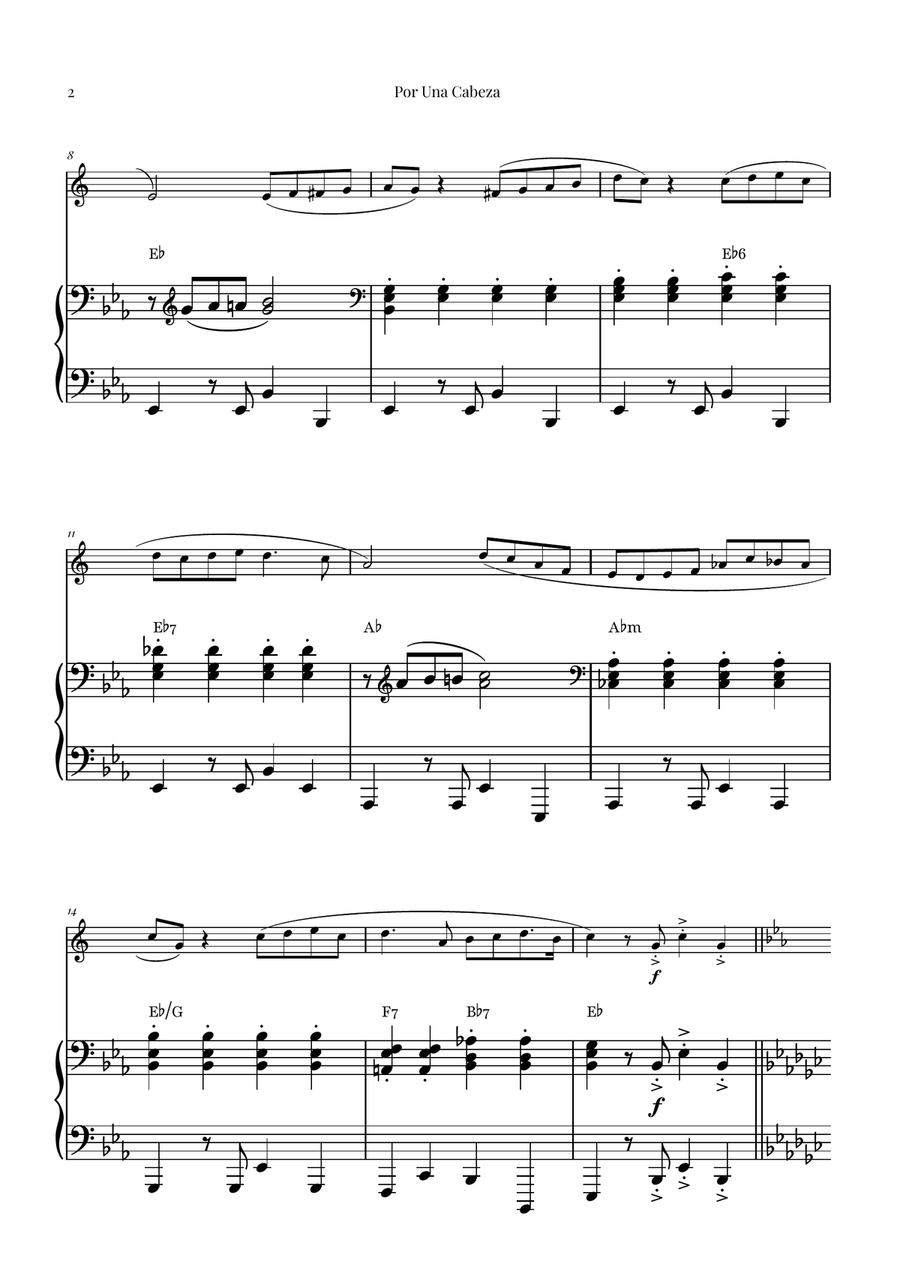 Por Una Cabeza | Timeless Tango Masterpiece Baritone Saxophone scores gallery preview page 2