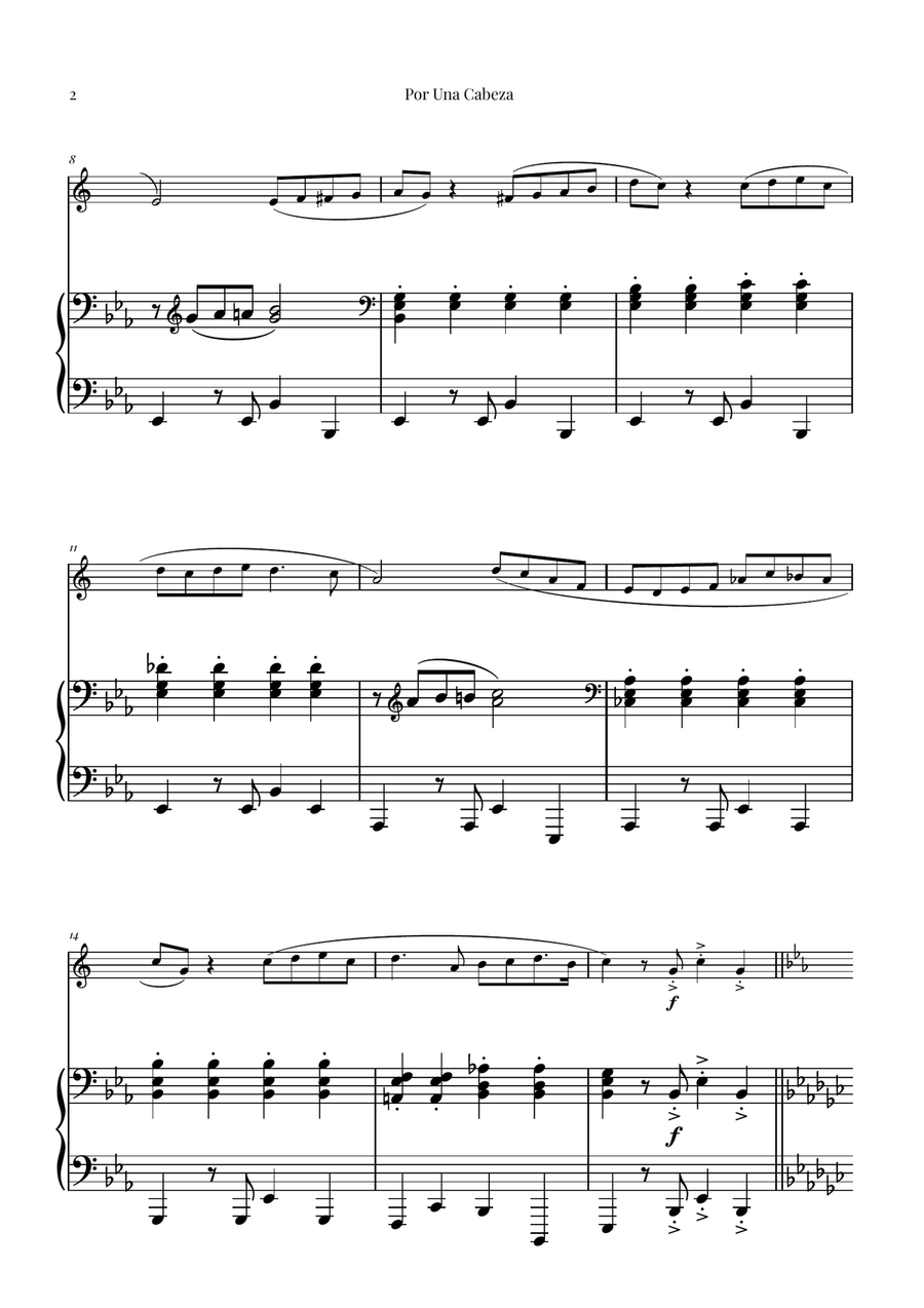 Por Una Cabeza | Timeless Tango Masterpiece Baritone Saxophone scores gallery preview page 2