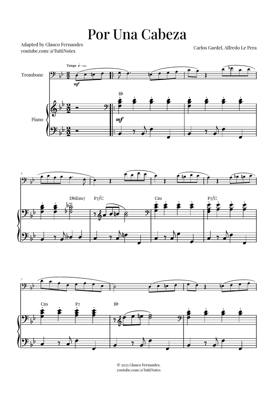 Por Una Cabeza | Timeless Tango Masterpiece Piano scores gallery preview page 1
