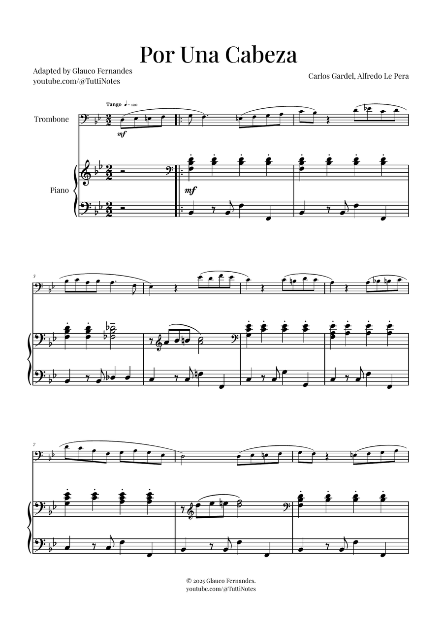 Por Una Cabeza | Timeless Tango Masterpiece Piano scores gallery preview page 1