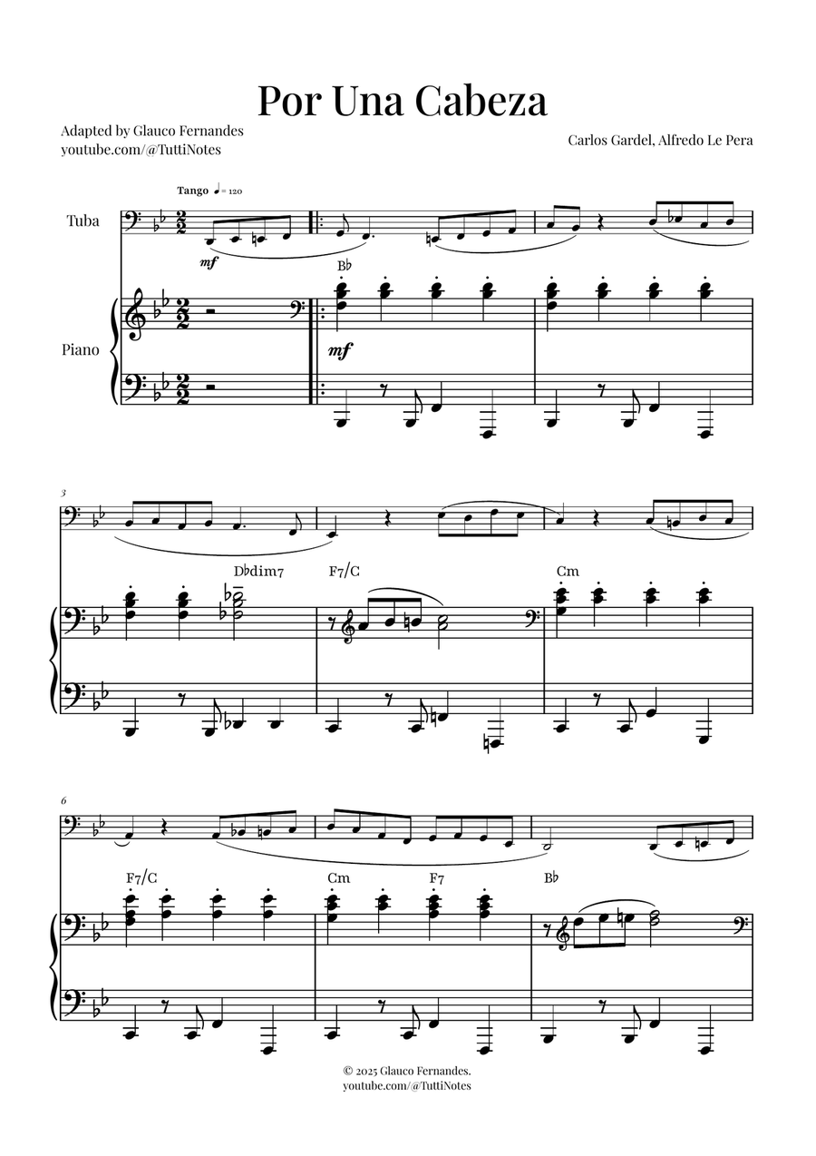 Por Una Cabeza | Timeless Tango Masterpiece Piano scores gallery preview page 1