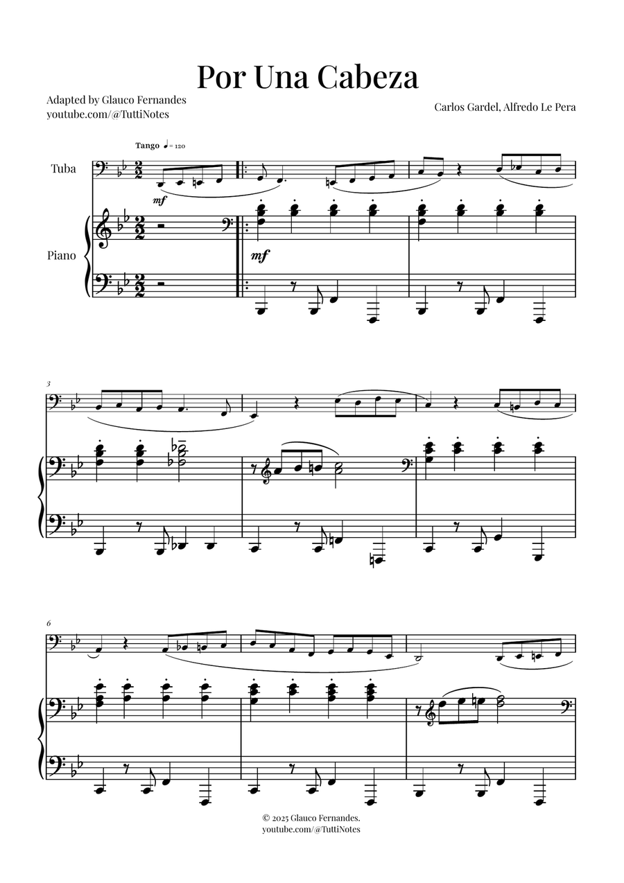 Por Una Cabeza | Timeless Tango Masterpiece Piano scores gallery preview page 1