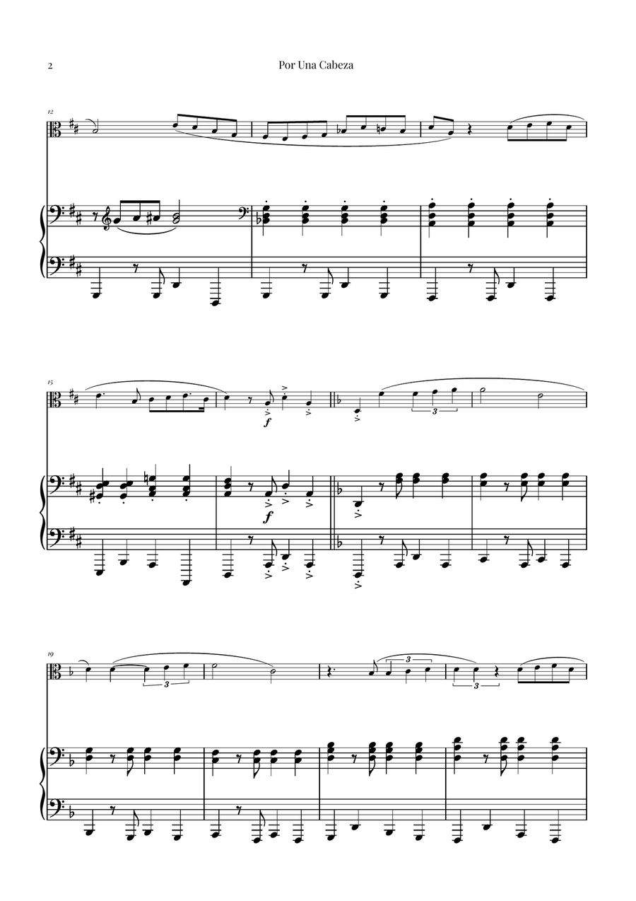 Por Una Cabeza | Timeless Tango Masterpiece Viola scores gallery preview page 2