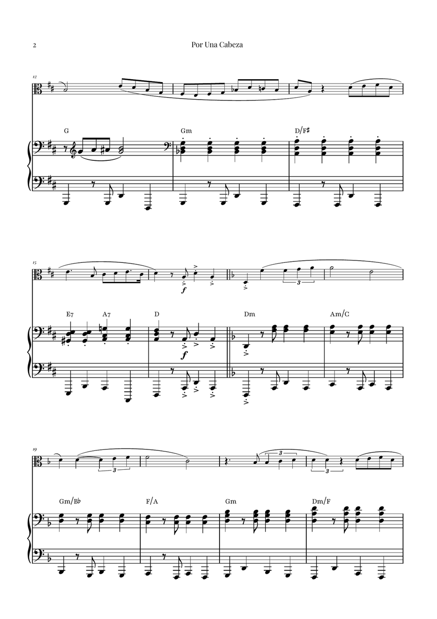 Por Una Cabeza | Timeless Tango Masterpiece Viola scores gallery preview page 2