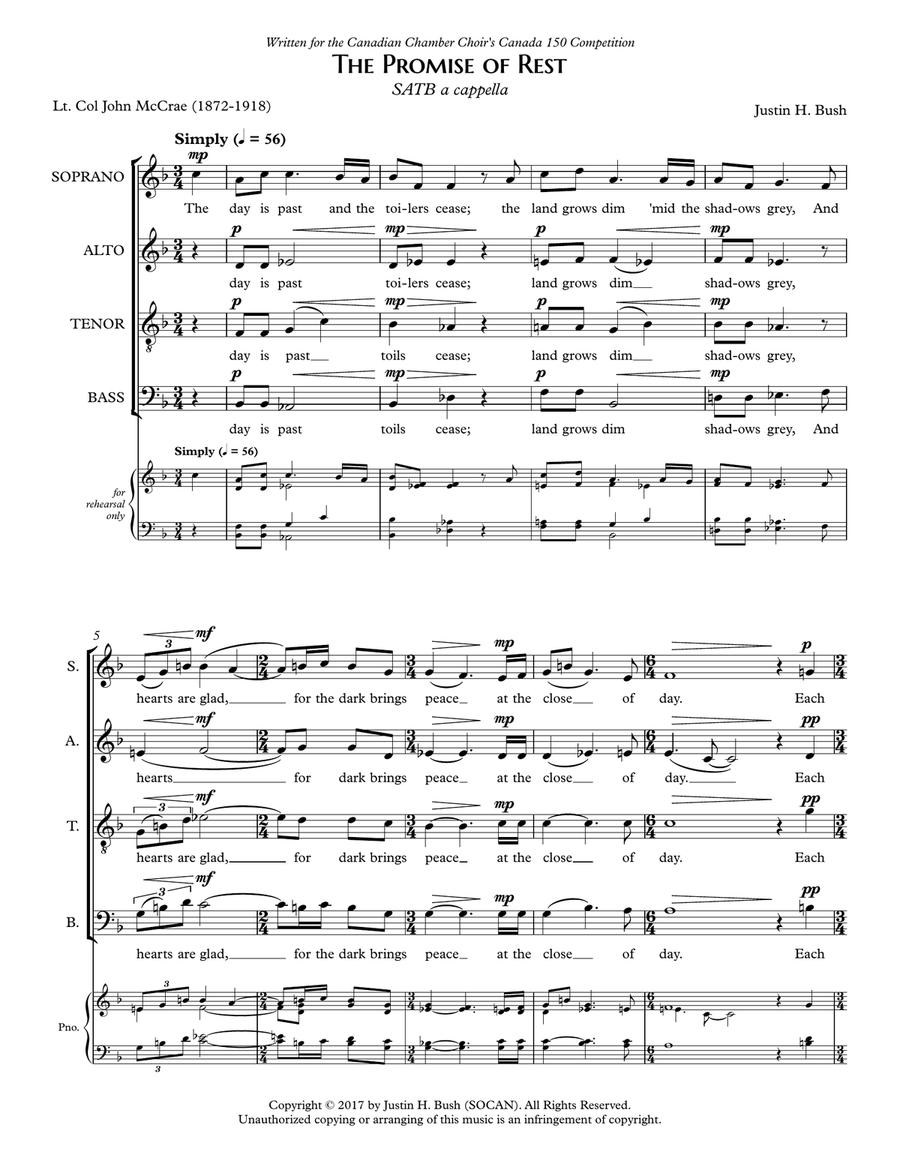 The Promise of Rest for SATB Choir 4-Part scores gallery preview page 3