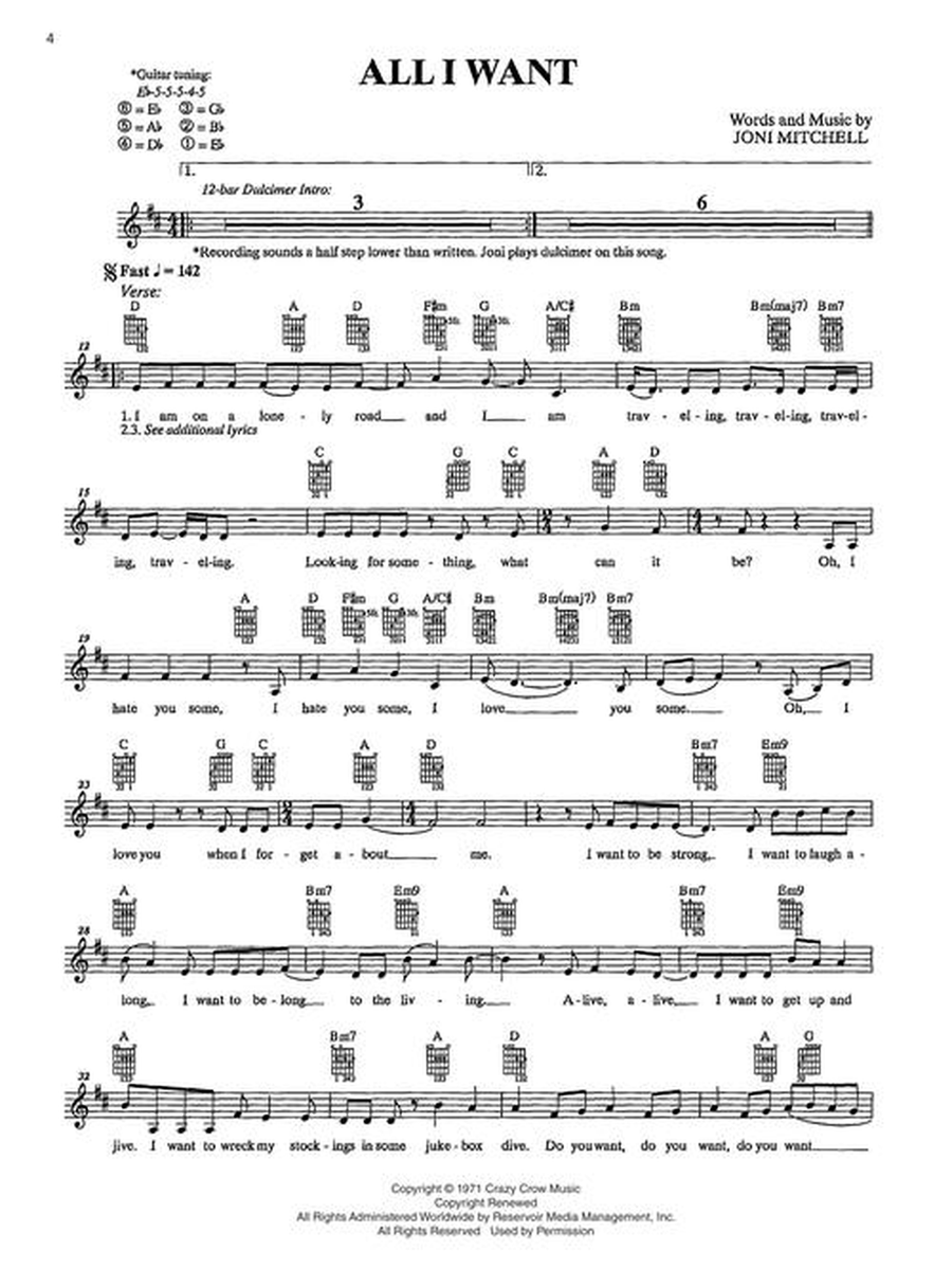 Joni Mitchell Guitar Anthology Acoustic Guitar scores gallery preview page 6