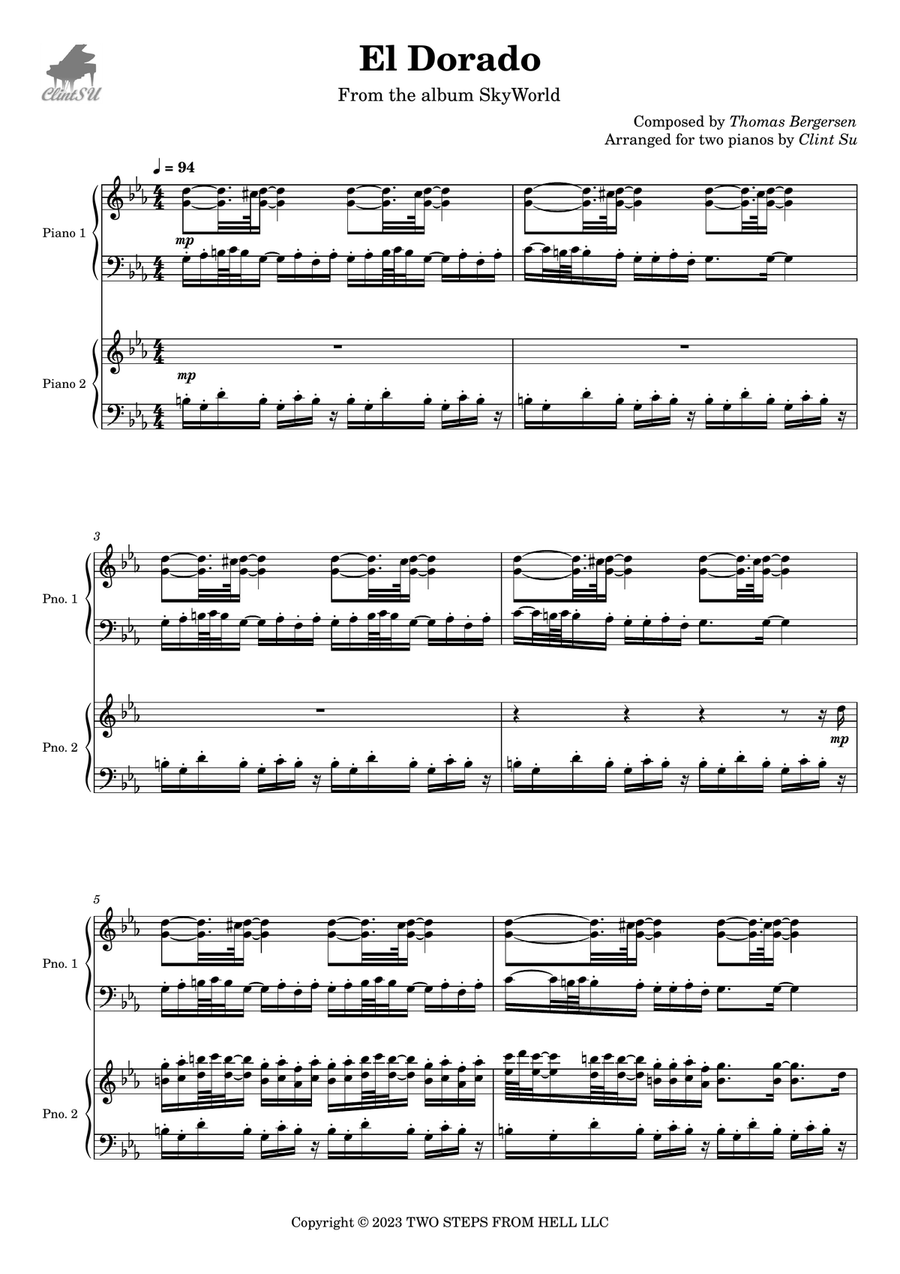 El Dorado - Trailer Piano Duet scores gallery preview page 1