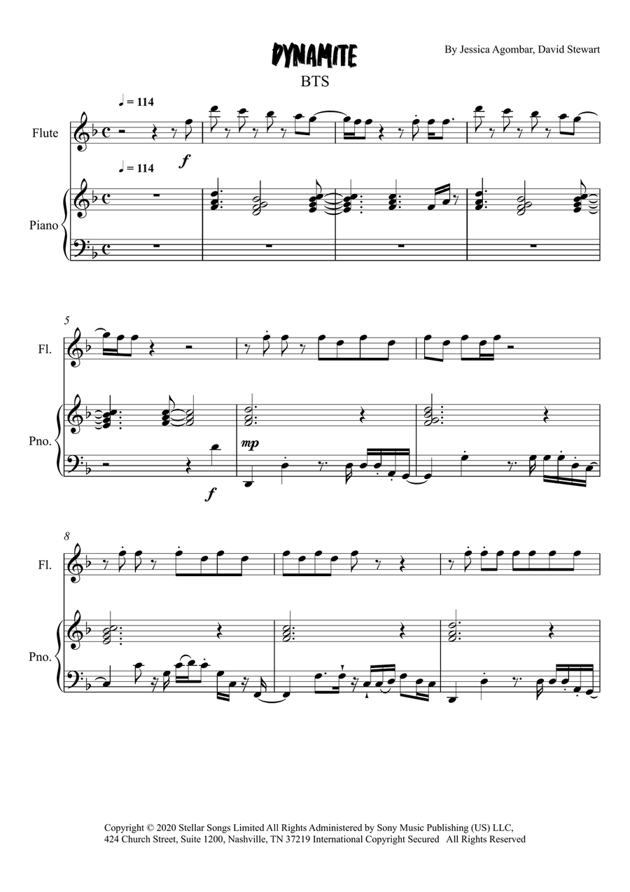 Dynamite Dynamite Flute Solo scores gallery preview page 1