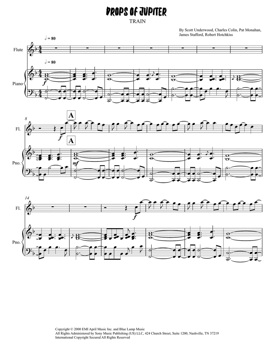 Drops Of Jupiter (Tell Me) Flute Solo scores gallery preview page 1