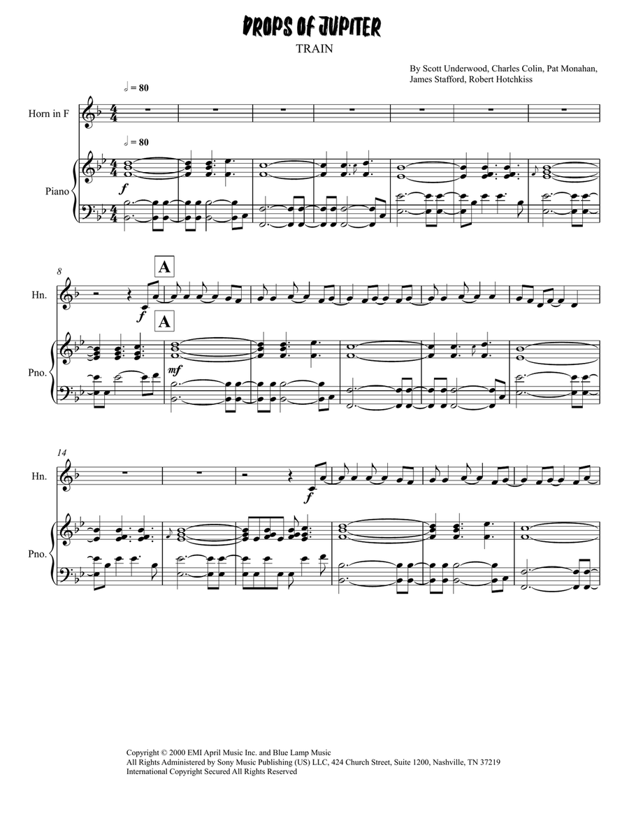 Drops Of Jupiter (Tell Me) Piano scores gallery preview page 1