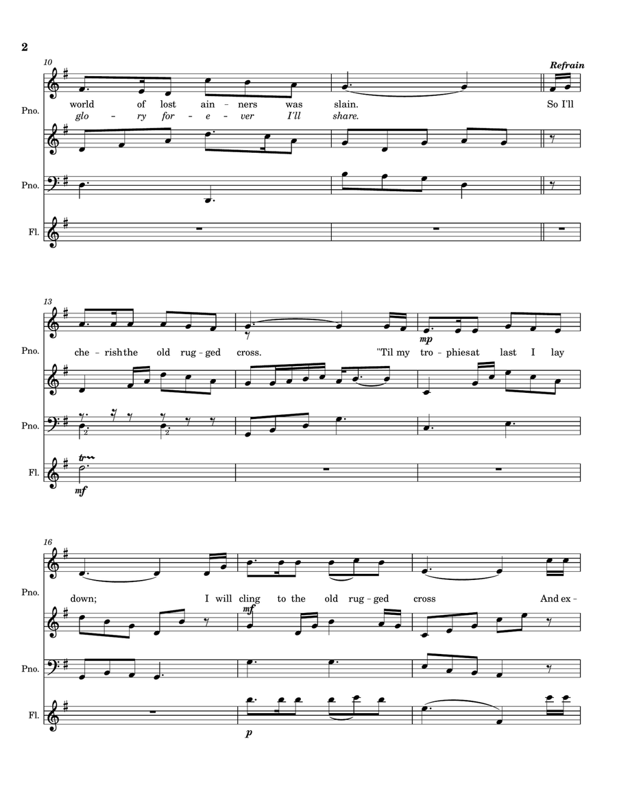 The Old Rugged Cross (Female Solo or Unison) Unison Choir scores gallery preview page 2