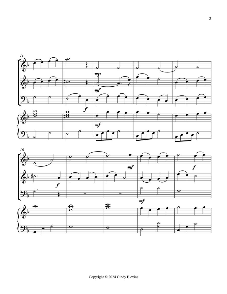 God Rest Ye Merry, Gentlemen, for Two Violins, Cello and Piano Piano Quartet scores gallery preview page 3
