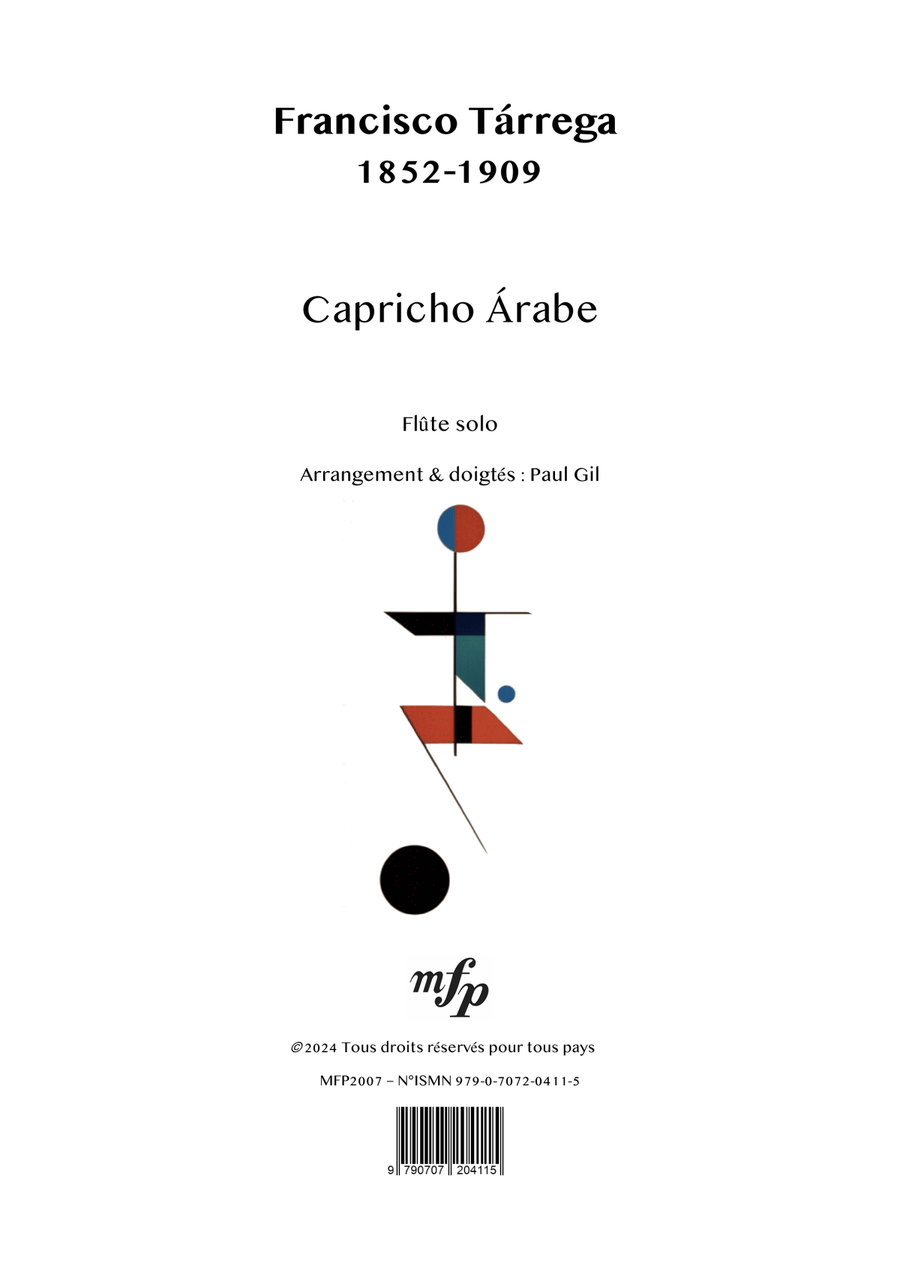 TARREGA – Capricho Arabe | Flûte solo | PDF Flute Solo scores gallery preview page 1