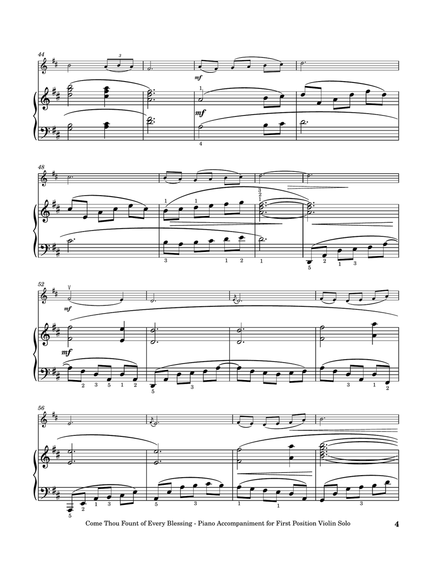 Come, Thou Fount of Every Blessing - First Position Violin Solo with Piano Accompaniment Violin Solo scores gallery preview page 5
