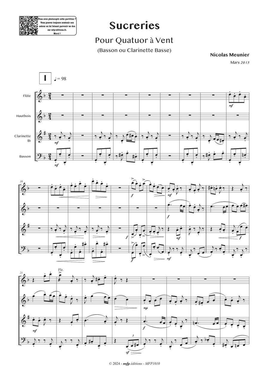 MEUNIER – Sweets | Wind quartet | PDF Woodwind Ensemble scores gallery preview page 3