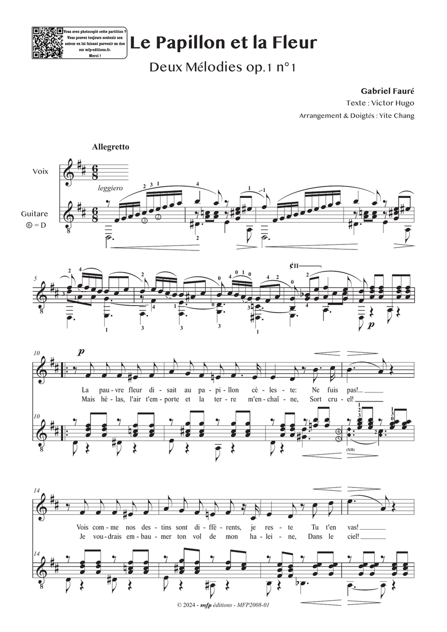 FAURÉ – Two Songs op.1 | Voice & Guitar | PDF Chamber Music scores gallery preview page 4