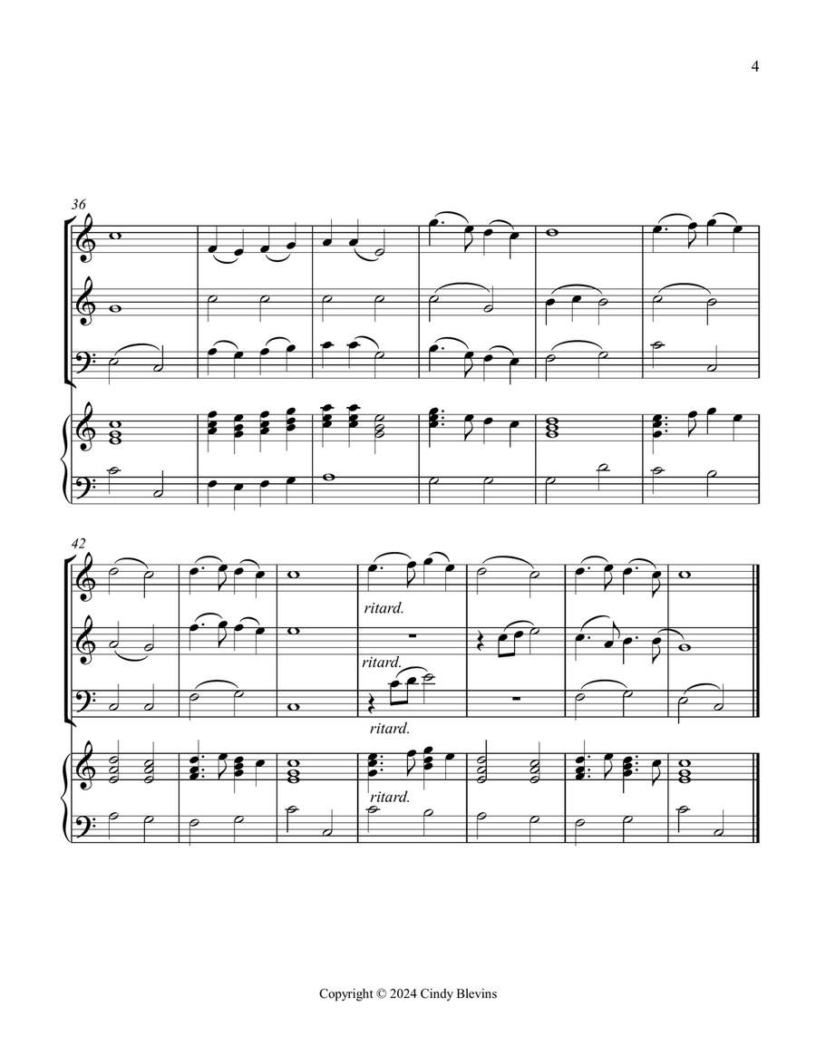 In the Bleak Midwinter, for Two Violins, Cello and Piano Piano Quartet scores gallery preview page 5