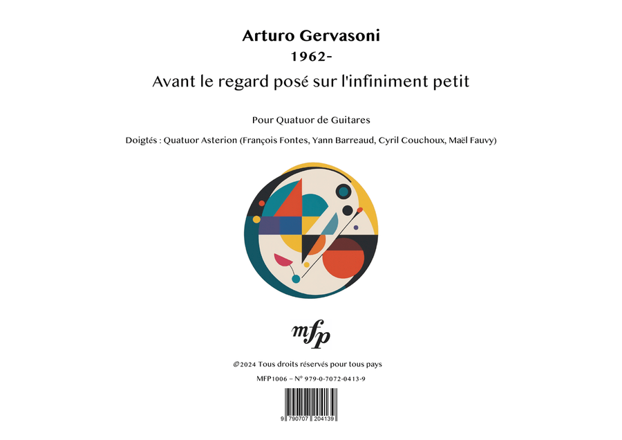 Gervasoni – Before the gaze fixed on the infinitely small | Guitar Quartet | PDF Guitar Ensemble scores gallery preview page 1