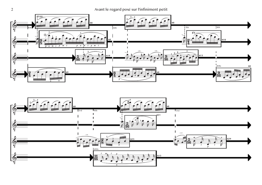 Gervasoni – Before the gaze fixed on the infinitely small | Guitar Quartet | PDF Guitar Ensemble scores gallery preview page 4