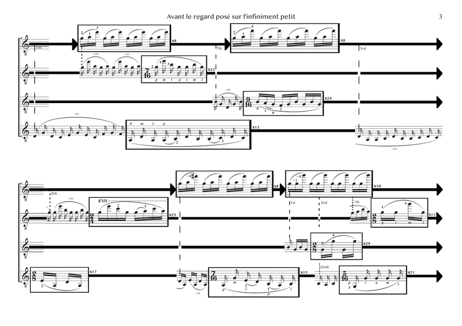 Gervasoni – Before the gaze fixed on the infinitely small | Guitar Quartet | PDF Guitar Ensemble scores gallery preview page 5