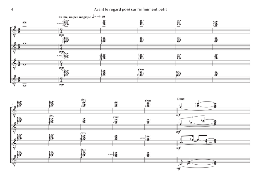 Gervasoni – Before the gaze fixed on the infinitely small | Guitar Quartet | PDF Guitar Ensemble scores gallery preview page 6