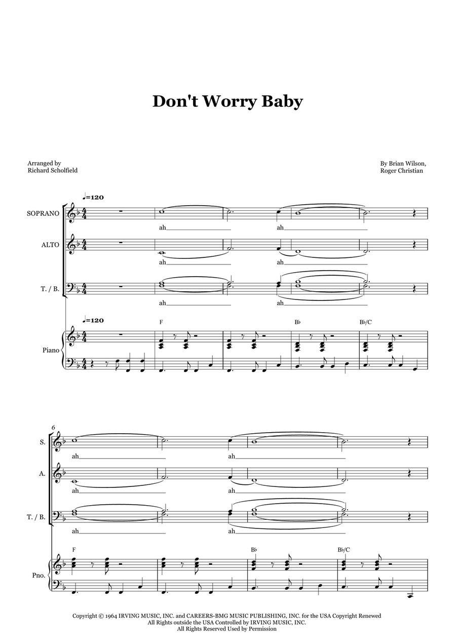 Don't Worry Baby Don't Worry Baby 4-Part scores gallery preview page 1