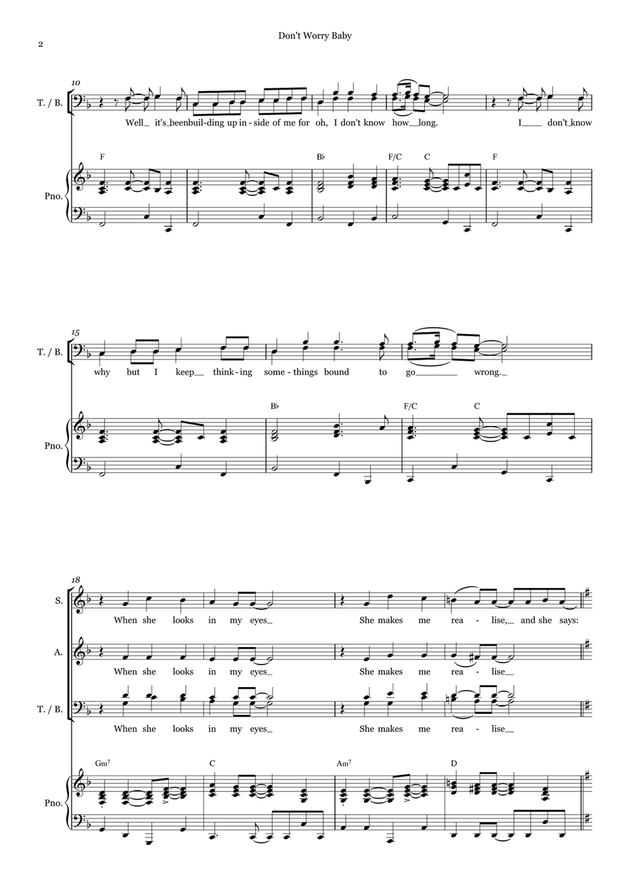 Don't Worry Baby Don't Worry Baby 4-Part scores gallery preview page 2