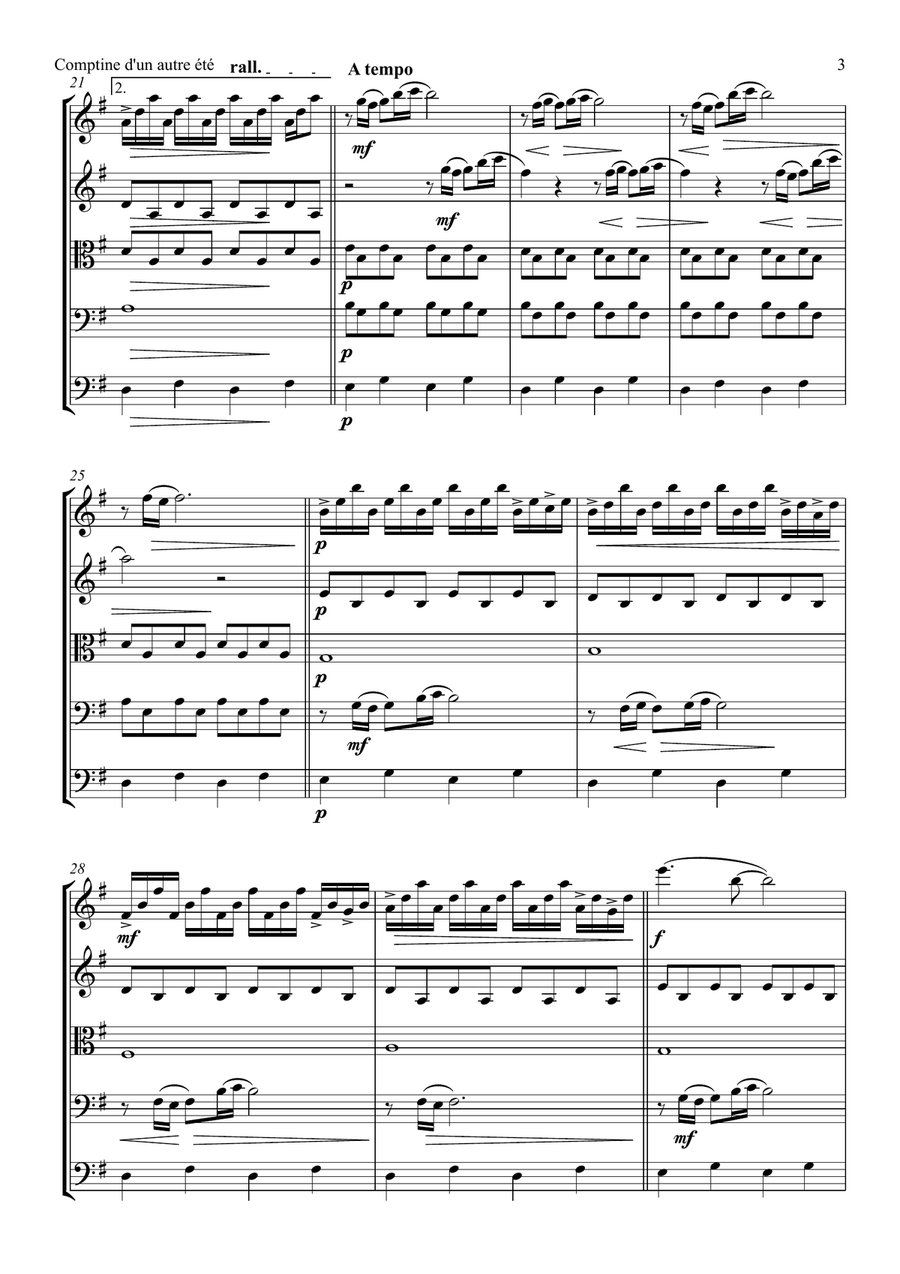 Comptine D'un Autre Été: L'après-Midi String Quintet scores gallery preview page 3
