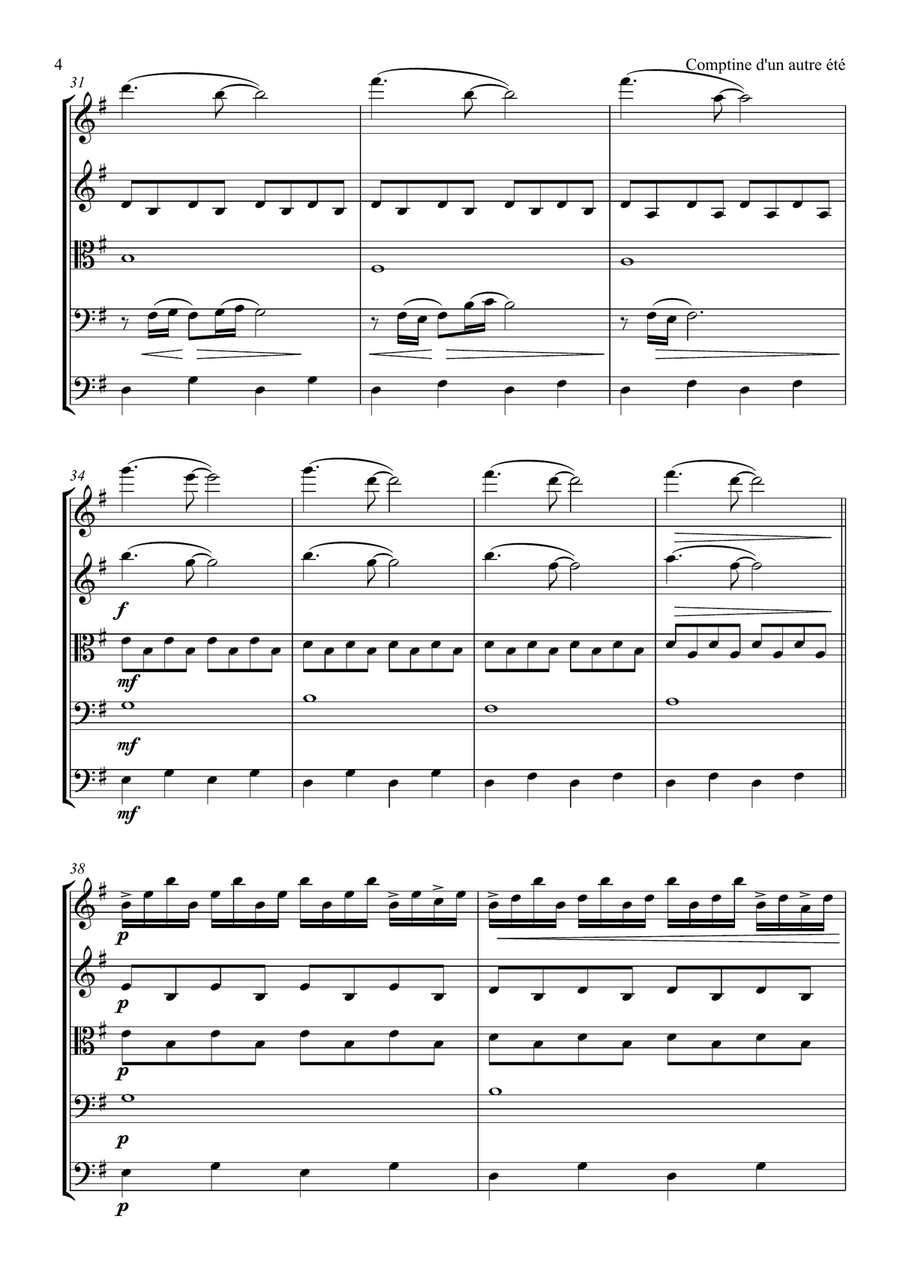 Comptine D'un Autre Été: L'après-Midi String Quintet scores gallery preview page 4