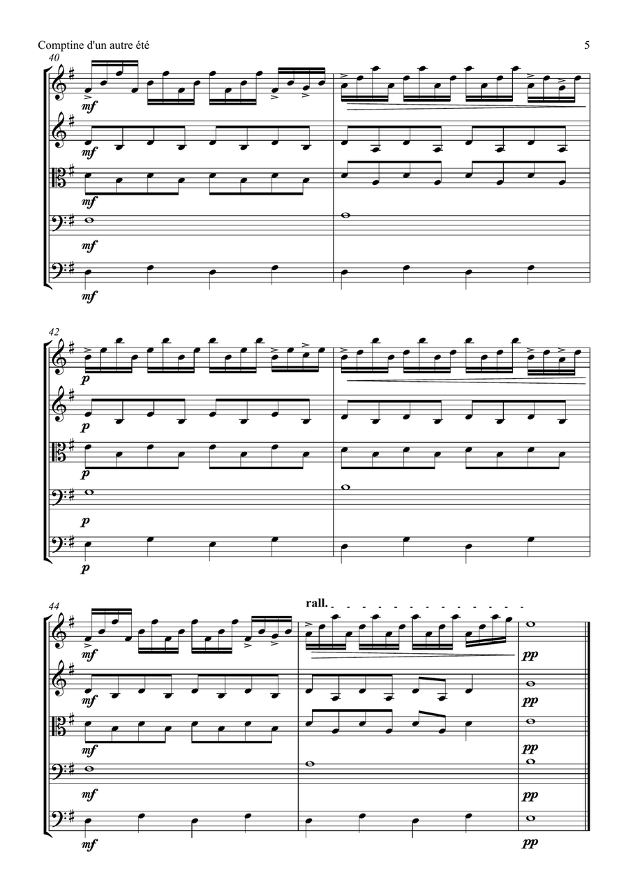 Comptine D'un Autre Été: L'après-Midi String Quintet scores gallery preview page 5