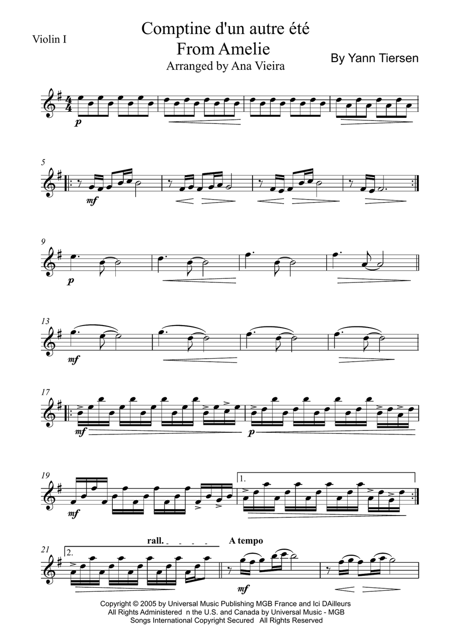 Comptine D'un Autre Été: L'après-Midi String Quintet scores gallery preview page 6
