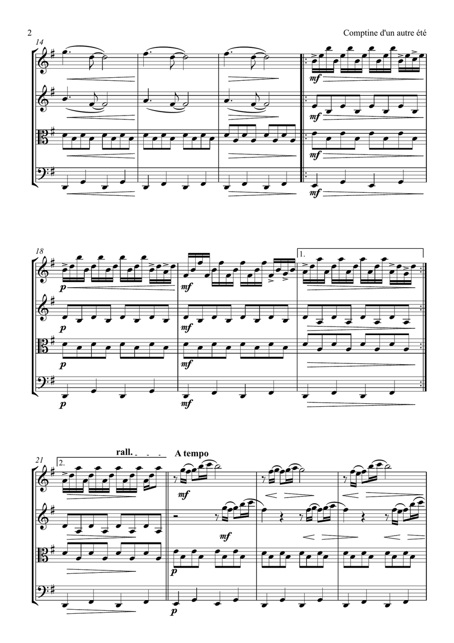 Comptine D'un Autre Été: L'après-Midi String Quartet scores gallery preview page 2