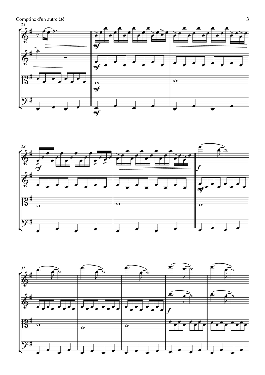 Comptine D'un Autre Été: L'après-Midi String Quartet scores gallery preview page 3