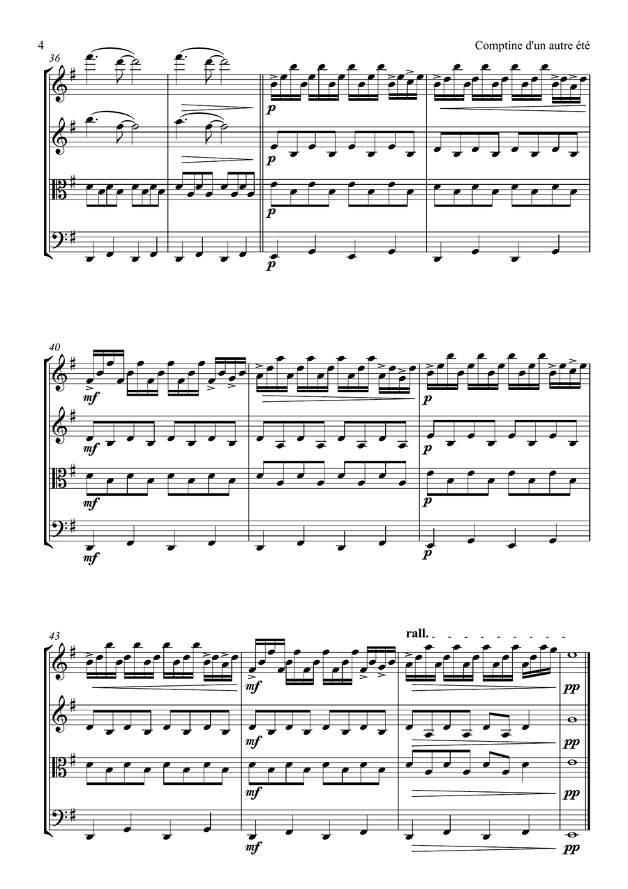 Comptine D'un Autre Été: L'après-Midi String Quartet scores gallery preview page 4
