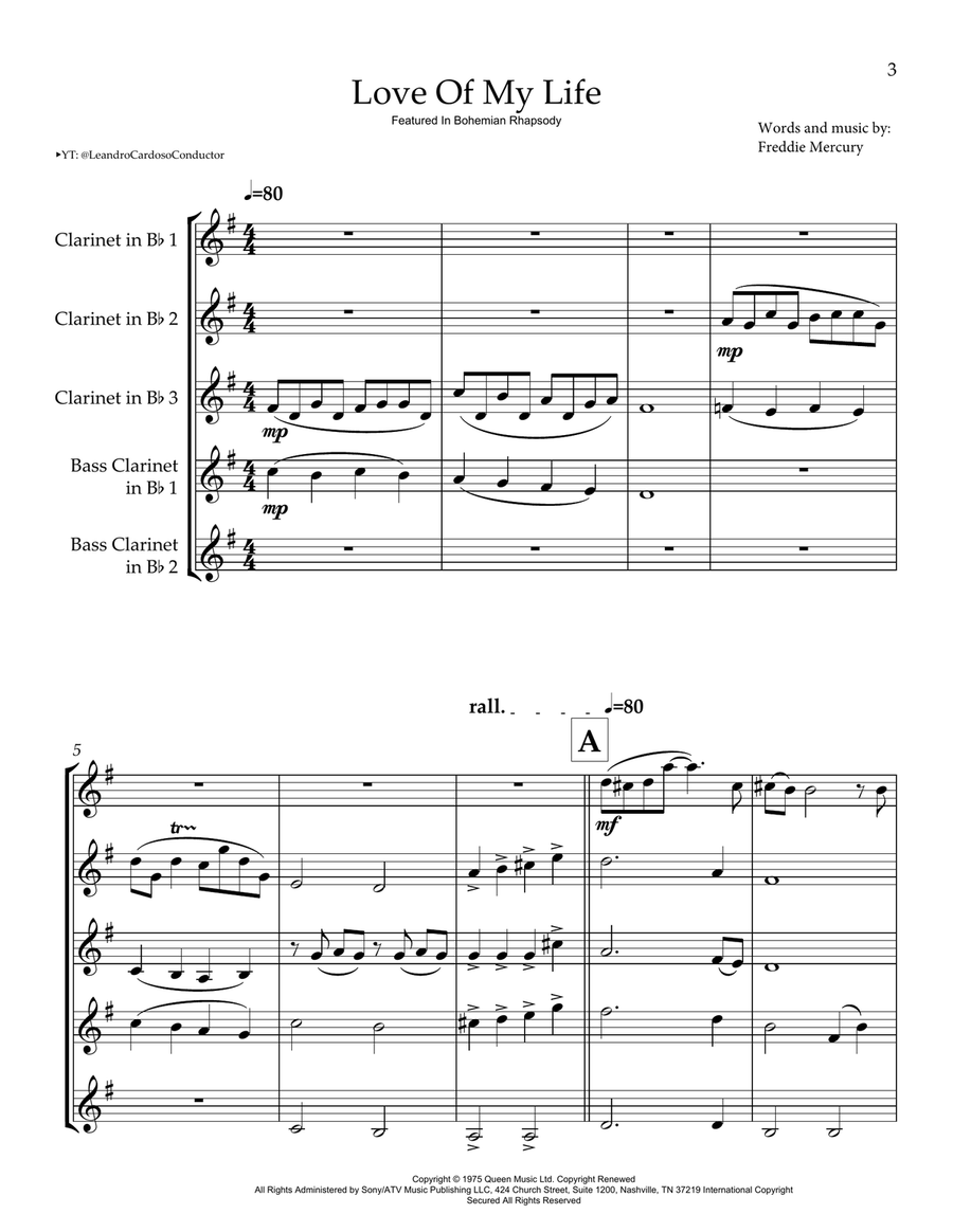 Love Of My Life Clarinet Quintet scores gallery preview page 3