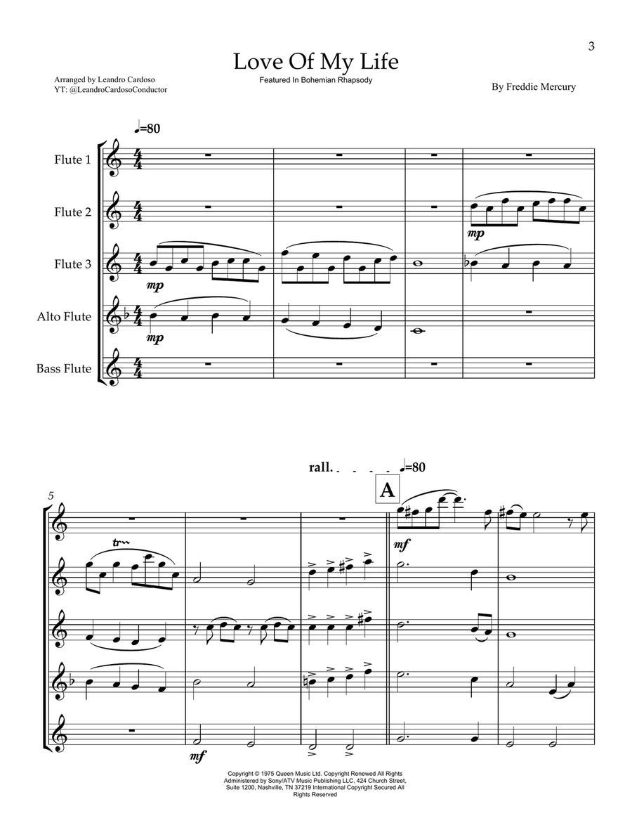 Love Of My Life Woodwind Quintet scores gallery preview page 3
