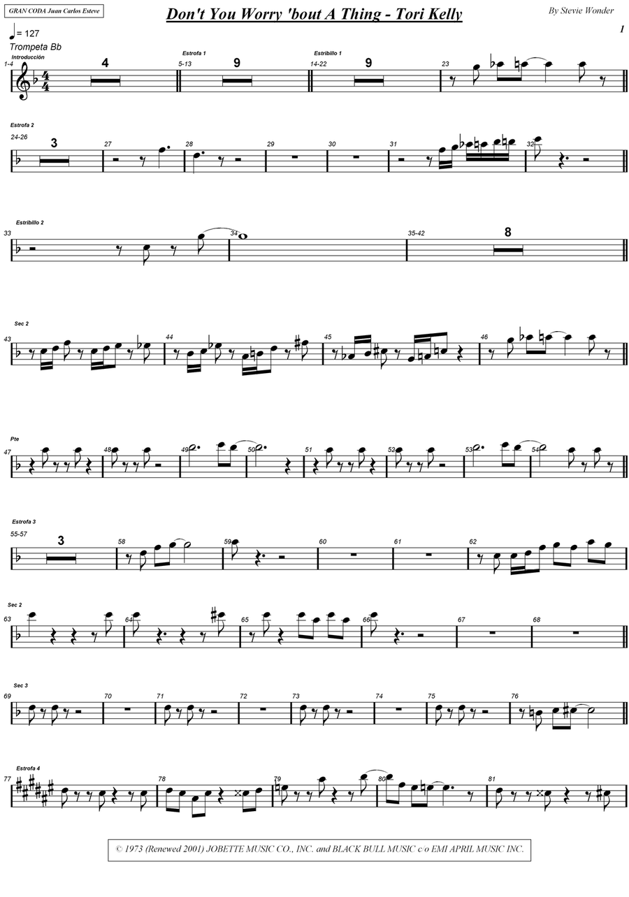 Don't You Worry 'bout A Thing Alto Saxophone scores gallery preview page 1