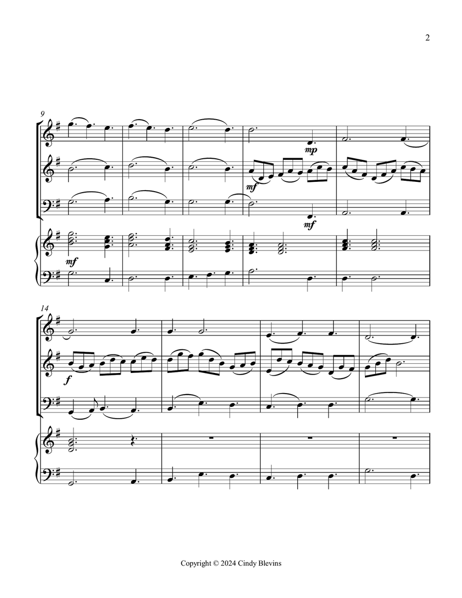 Jesu, Joy of Man's Desiring, for Two Violins, Cello and Piano Piano Quartet scores gallery preview page 3
