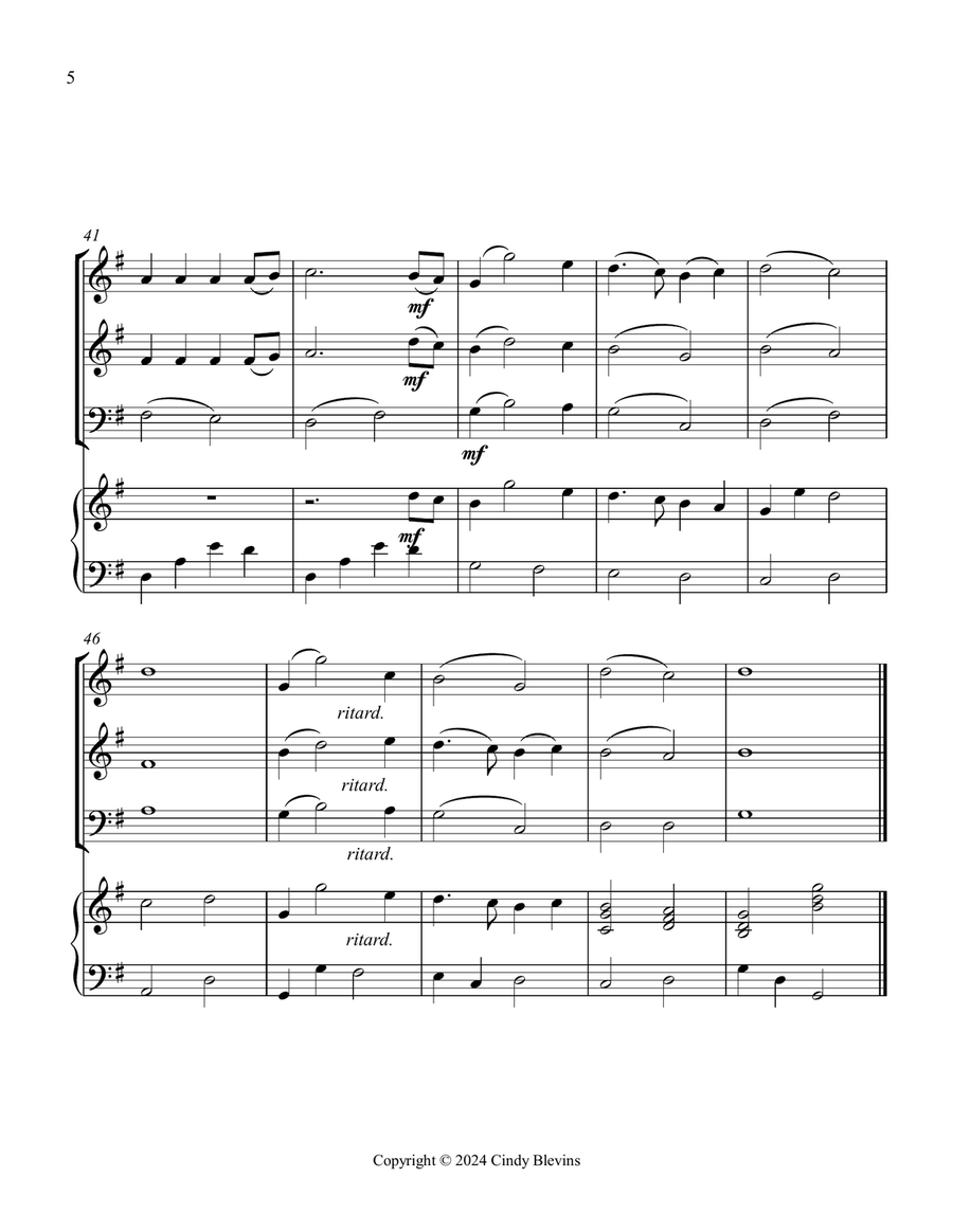 Joy To the World, for Two Violins, Cello and Piano Piano Quartet scores gallery preview page 6