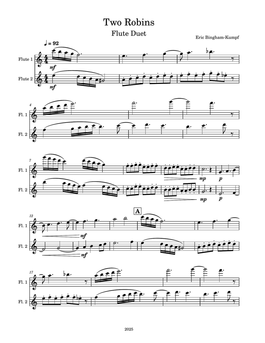 Two Robins Two Robins Flute Duet scores gallery preview page 1