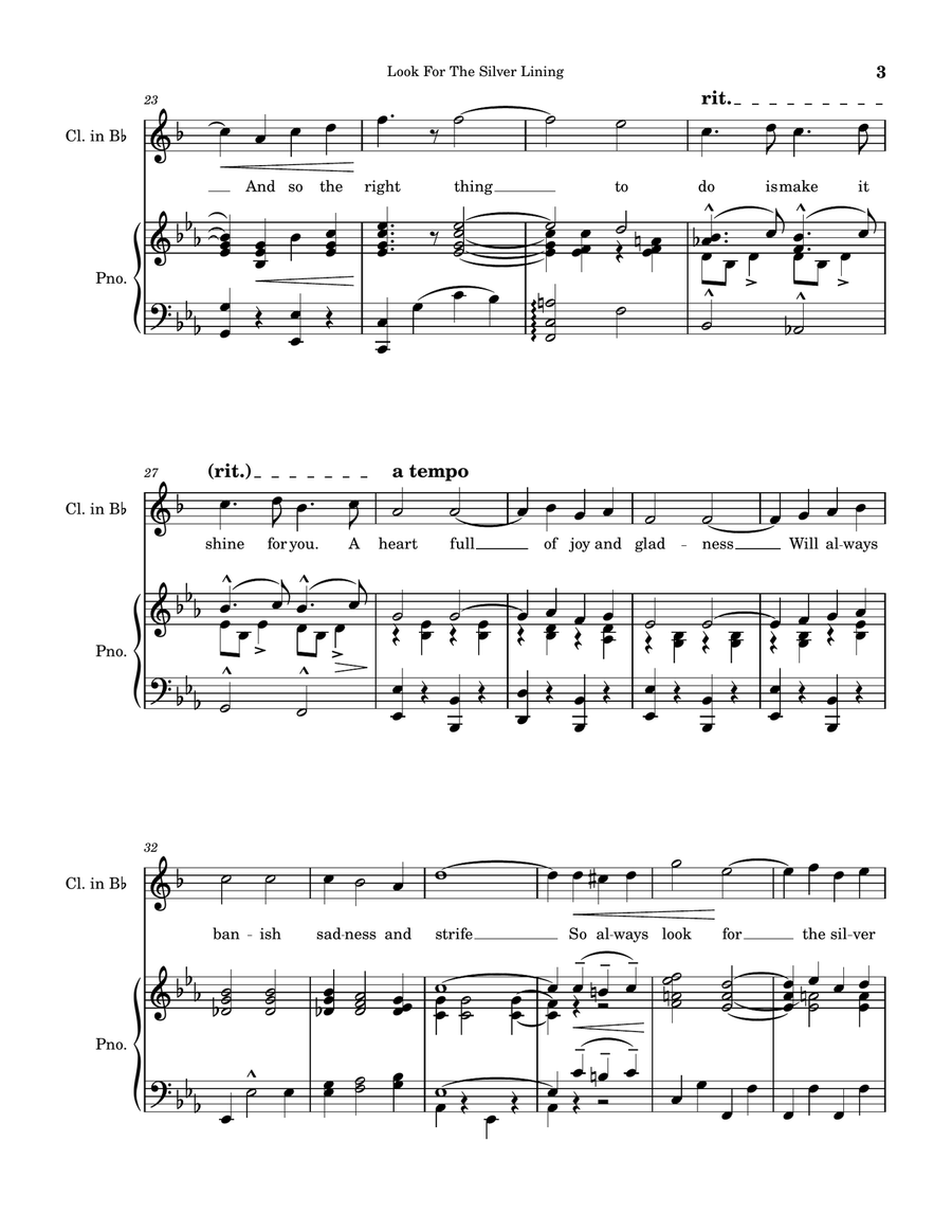 Look For The Silver Lining (Jerome Kern). B-Flat Clarinet scores gallery preview page 3