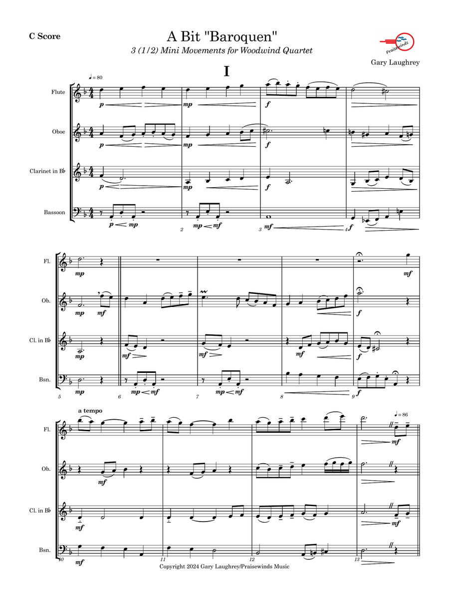 A Bit Baroquen A Bit Baroquen Woodwind Quartet scores gallery preview page 2